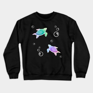 Cute Rainbow Pastel Turtle With Bubbles Crewneck Sweatshirt